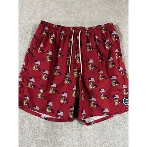 Life Is Good Men's Swim Shorts Trunks Red L USA Flag/Dog Drawstring‎ Surfer